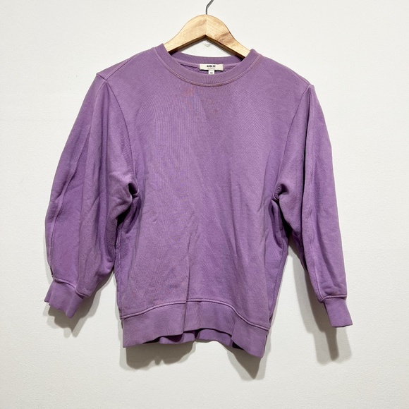 Agolde Thora Balloon Sleeve Cotton Terry Crew Neck Pullover Sweatshirt Purple XS - Picture 1 of 4